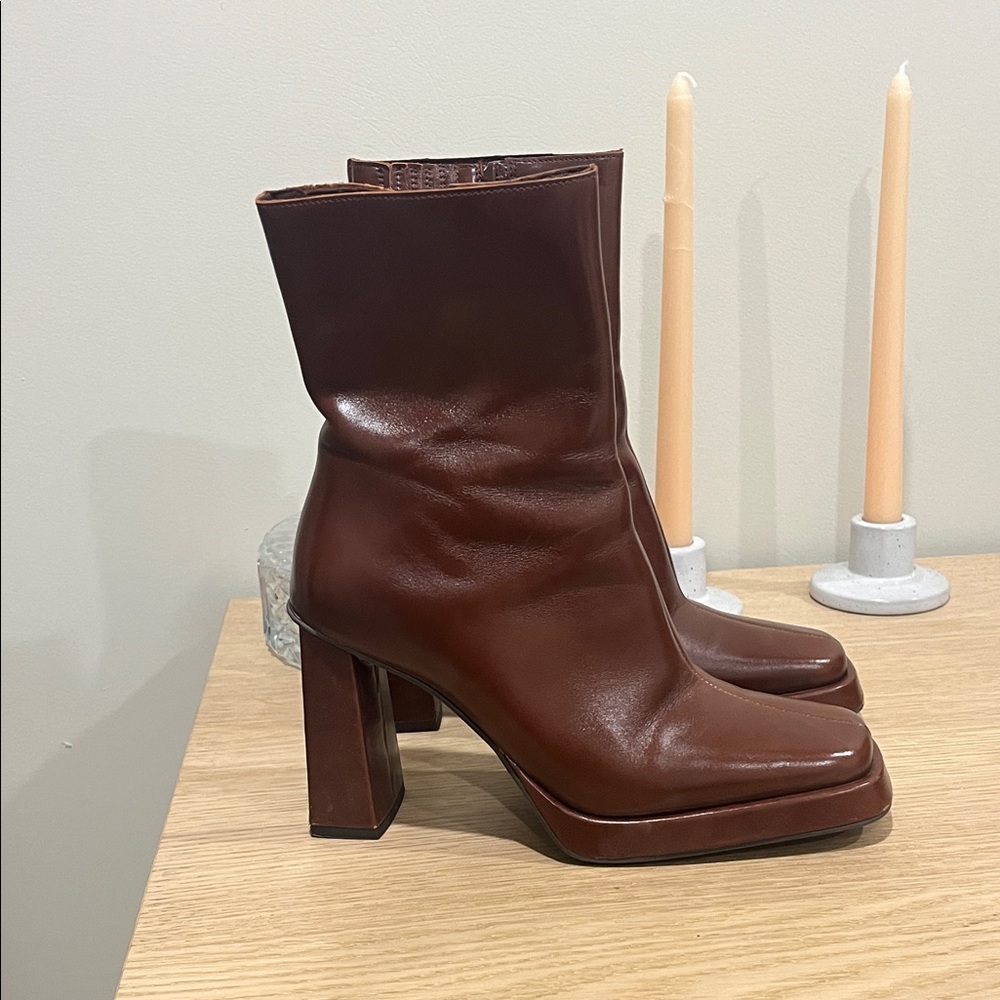 Jeffrey Campbell Maximal-Lo Brown Heeled Boots